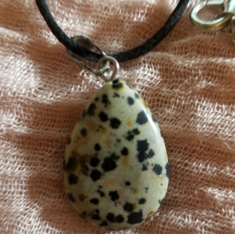 Dalmatian teardrop pendant necklace